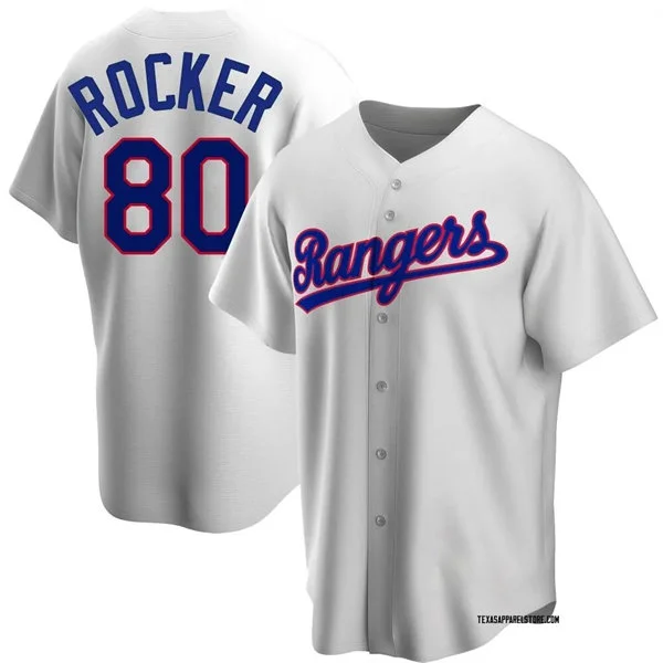 Mens Texas Rangers #80 Kumar Rocker Nike White Cooperstown Collection Jersey