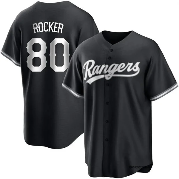 Mens Texas Rangers #80 Kumar Rocker Nike Black Fashion Limited Jersey