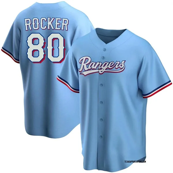 Mens Texas Rangers #80 Kumar Rocker Nike Light Blue Alternate Limited Jersey