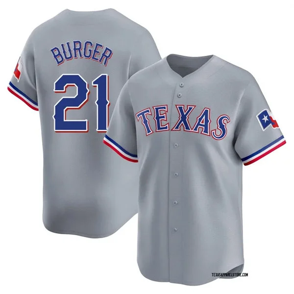 Mens Texas Rangers #21 Jake Burger Nike Gray Road Limited Jersey