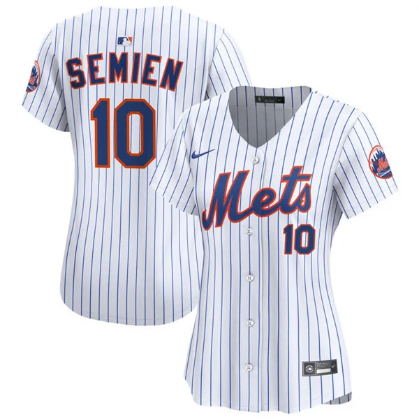 Womens New York Mets #10 Marcus Semien Nike Home White Pinstripe Limited Jersey