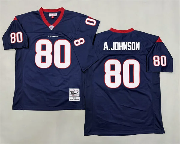 Mens Houston Texans #80 Andre Johnson 2008 Navy Throwback Jersey