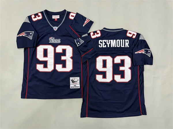 Mens New England Patriots #93 Richard Seymour 2003 Navy Throwback Jersey