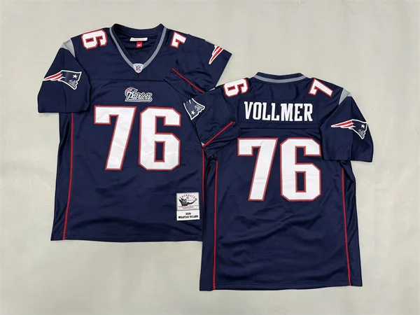 Mens New England Patriots #76 Sebastian Vollmer 2009 Navy Throwback Jersey