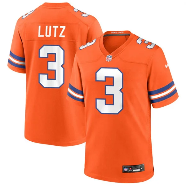 Mens Denver Broncos #3 Wil Lutz Orange Mile High Collection 1977 Throwback F.U.S.E. Limited Jersey