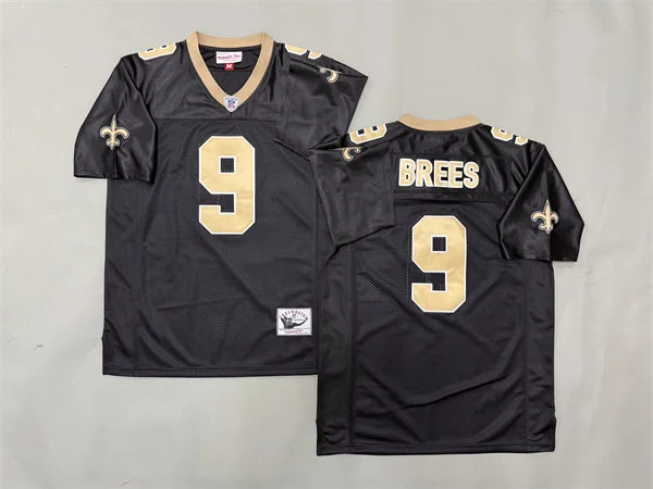 Mens New Orleans Saints #9 Drew Brees Black Throwback Jersey