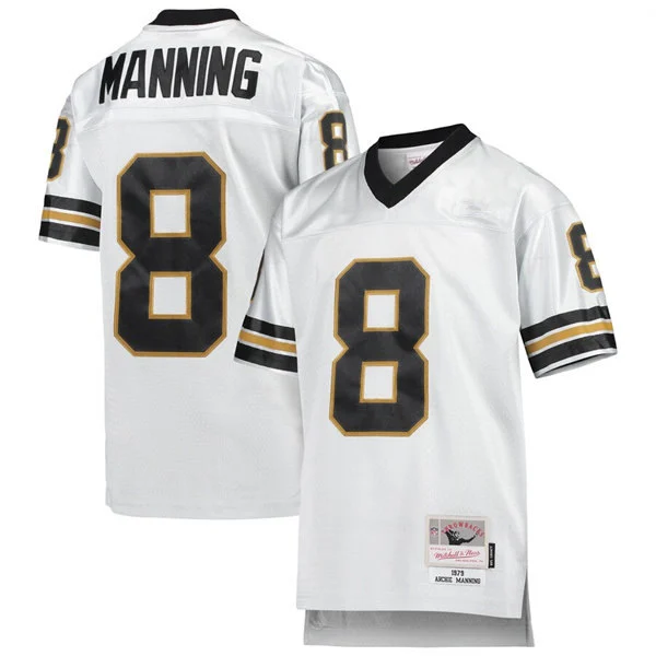Mens New Orleans Saints #8 Archie Manning White 1979 Throwback Jersey