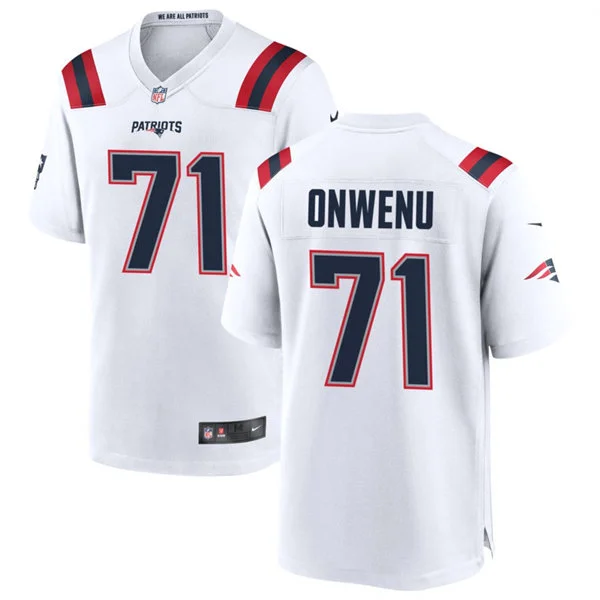 Mens New England Patriots #71 Mike Onwenu Nike White Vapor F.U.S.E. Limited Jersey