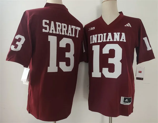 Mens Indiana Hoosiers #13 Elijah Sarratt Crimson Indiana Football Game Jersey