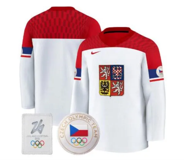 Men's Czechia Blank 2026 Olympic Hockey Team Jersey White