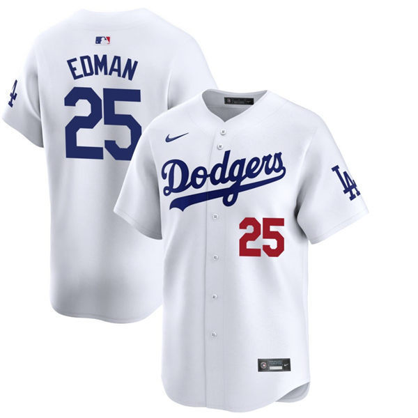 Mens Los Angeles Dodgers #25 Tommy Edman Nike Home  White Limited Player Jersey