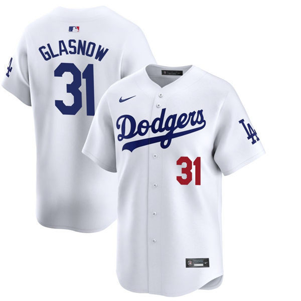 Mens Los Angeles Dodgers #31 Tyler Glasnow Nike Home  White Limited Player Jersey