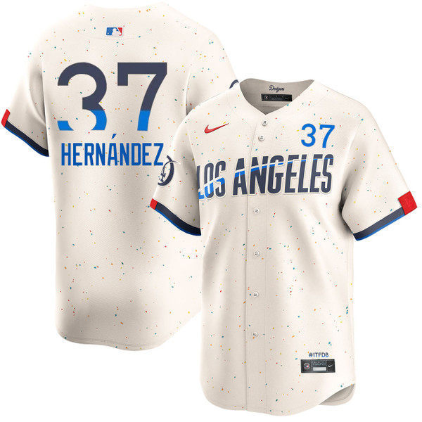Mens Los Angeles Dodgers #37 Teoscar Hernandez  2024 City Connect Limited Player Jersey Cream