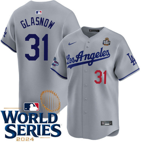Mens Los Angeles Dodgers #31 Tyler Glasnow Nike Grey Los Angeles Limited Player Jersey
