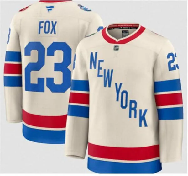 Men's New York Rangers #23 Adam Fox Beige 2026 NHL Winter Classic Premium Jersey