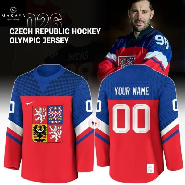 Men's Czechia Custom 2026 Olympic Hockey  Jersey Red