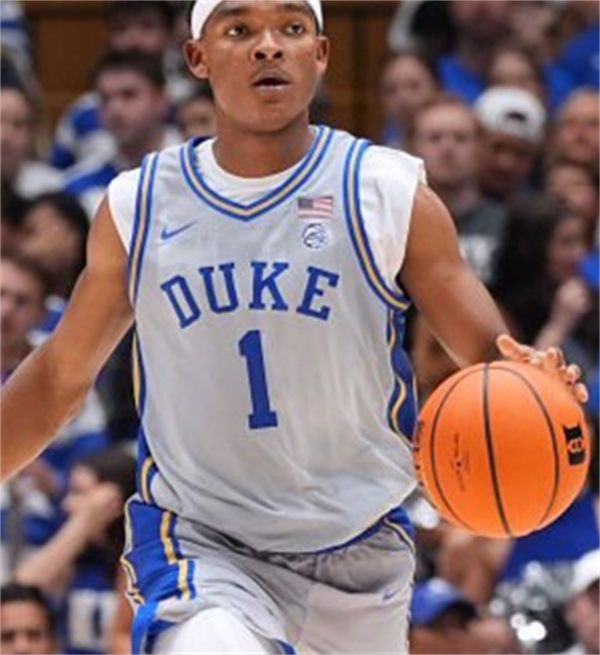 Mens Youth Duke Blue Devils #1 Caleb Foster Gray Basketball Jersey