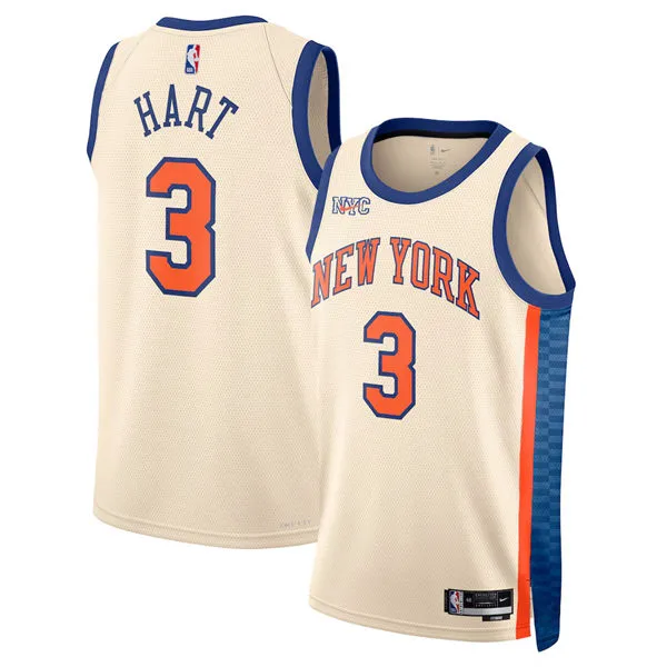 Mens New York Knicks #3 Josh Hart Cream 2025-26 City Edition Swingman Jersey