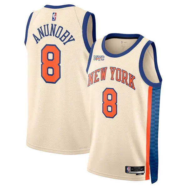 Mens New York Knicks #8 OG Anunoby Cream 2025-26 City Edition Swingman Jersey
