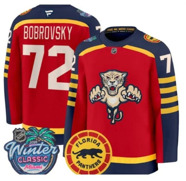 Men's Florida Panthers #72 Sergei Bobrovsky Red Fanatics 2026 NHL Winter Classic Premium Jersey