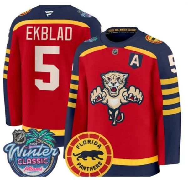 Men's Florida Panthers #5 Aaron Ekblad Red Fanatics 2026 NHL Winter Classic Premium Jersey