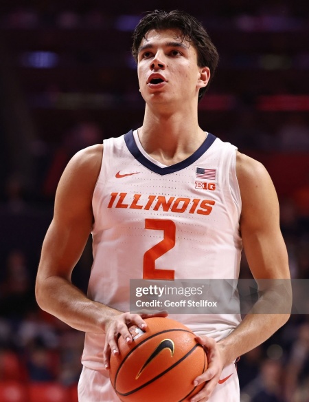 Illinois Fighting Illini #2 Andrej Stojakovic 2025 Home White Basketball Game Jersey