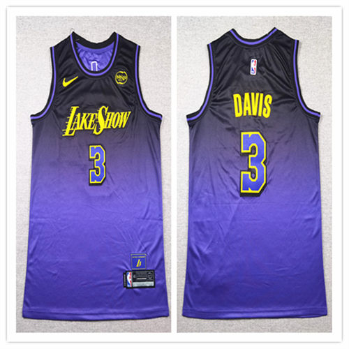Mens Los Angeles Lakers #3 Anthony Davis 2024-25 Purple City Edition Jersey