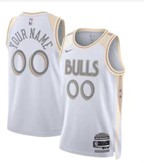 Mens Youth Chicago Bulls Custom 2024-25 White City Edition Jersey