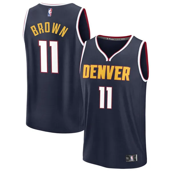 Mens Denver Nuggets #11 Bruce Brown Nike Navy Icon Edition Swingman Jersey