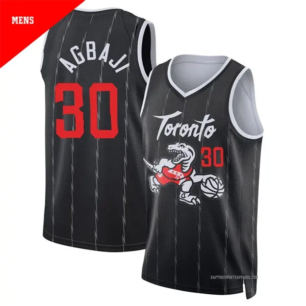 Mens Toronto Raptors #30 Ochai Agbaji Black 2025-26 City Edition Swingman Jersey