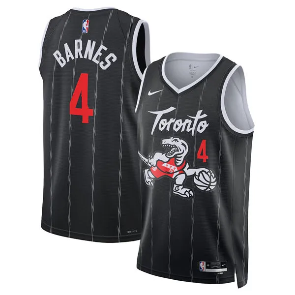 Mens Toronto Raptors #4 Scottie Barnes Black 2025-26 City Edition Swingman Jersey
