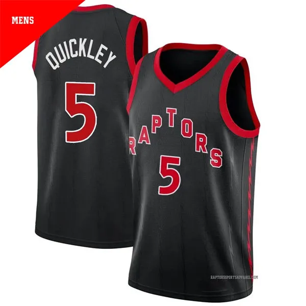 Mens Toronto Raptors #5 Immanuel Quickley Black Statement Edition Jersey