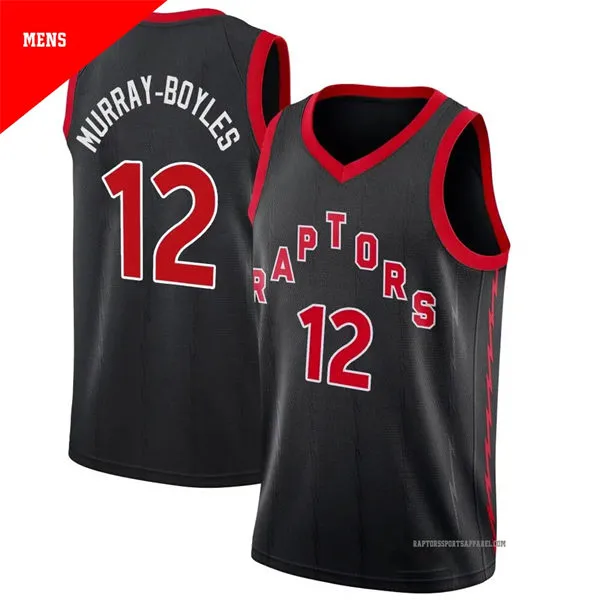 Mens Toronto Raptors #12 Collin Murray-Boyles Black Statement Edition Jersey