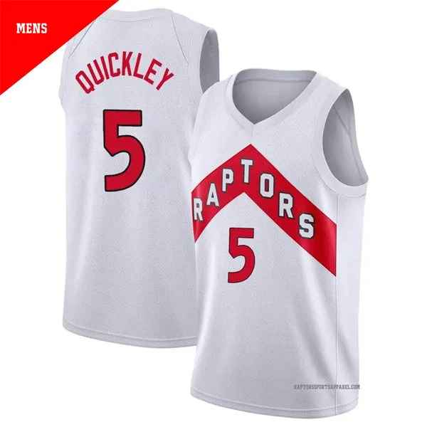 Mens Toronto Raptors #5 Immanuel Quickley Nike White Association Edition Swingman Jersey