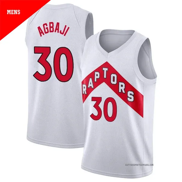Mens Toronto Raptors #30 Ochai Agbaji Nike White Association Edition Swingman Jersey