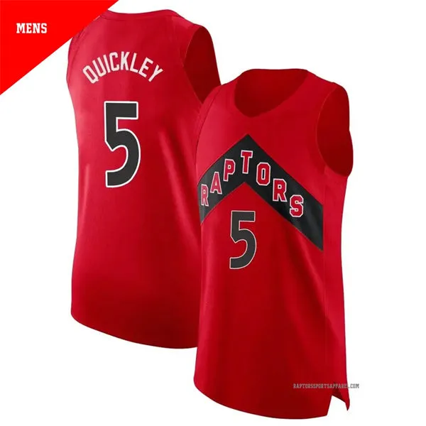 Mens Toronto Raptors #5 Immanuel Quickley Nike Red Icon Edition Swingman Jersey
