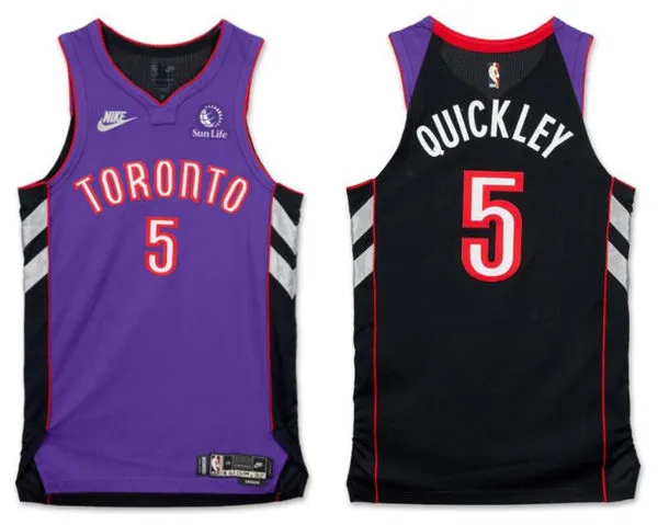 Mens Toronto Raptors #5 Immanuel Quickley Purple Black Classic Edition Jersey
