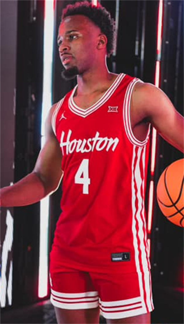Mens Youth Houston Cougars Custom 2025 Red Houston Basketball Game Jersey