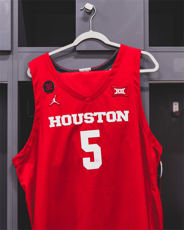 Mens Youth Houston Cougars Custom 2024 Full Red Houston Basketball Game Jersey