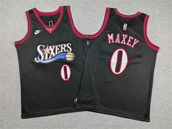 Youth Philadelphia 76ers #3 Allen Iverson Nike Black Hardwood Classics Jersey
