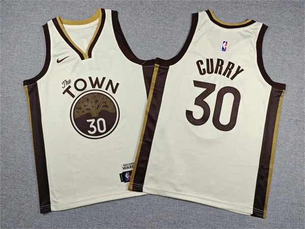 Youth Golden State Warriors #30 Stephen Curry 2025-26 Tan City Edition Jersey