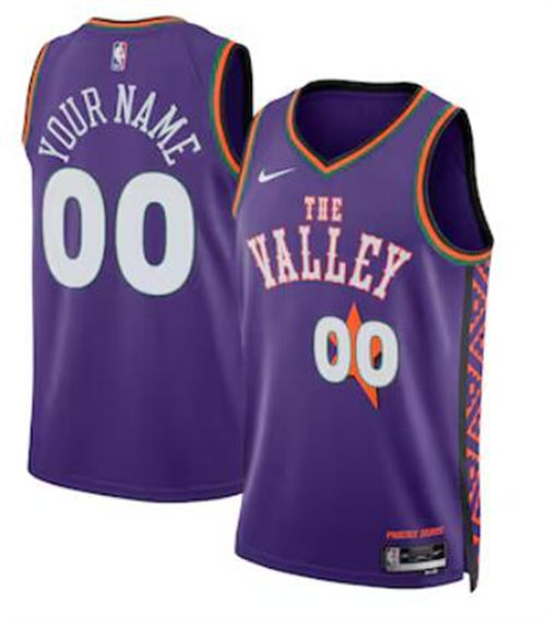 Mens Youth Phoenix Suns Custom 2024-25 Purple City Edition Jersey