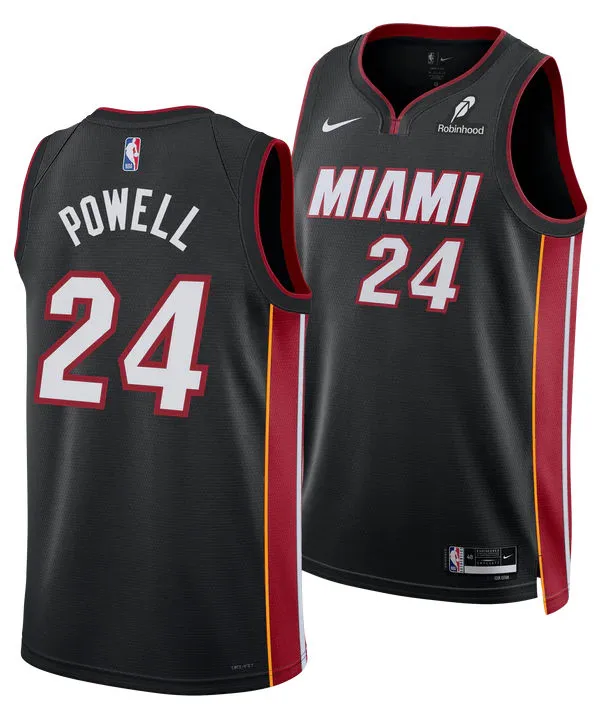 Mens Miami Heat #24 Norman Powell Nike Black Icon Edition Swingman Jersey
