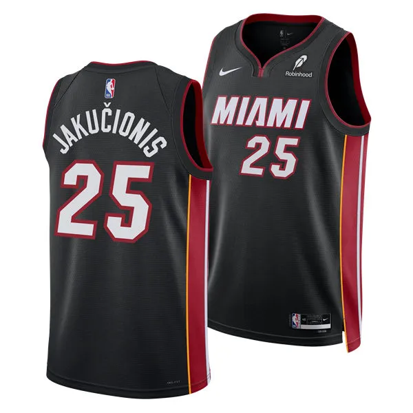 Mens Miami Heat #25 Kasparas Jakucionis Nike Black Icon Edition Swingman Jersey