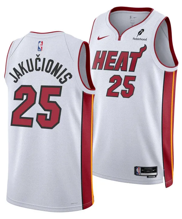 Mens Miami Heat #25 Kasparas Jakucionis Nike White Association Edition Swingman Jersey