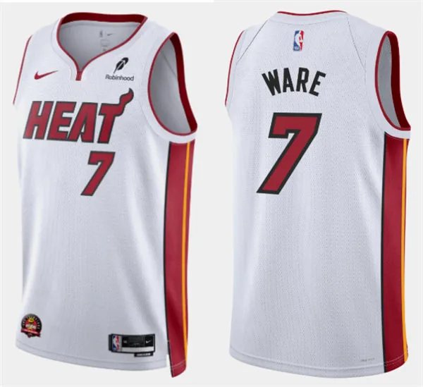 Mens Miami Heat #7 Kel'el Ware Nike White Association Edition Swingman Jersey