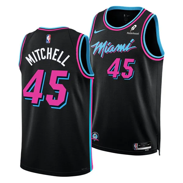 Mens Miami Heat #45 Davion Mitchell Black 2025-26 City Edition Swingman Jersey