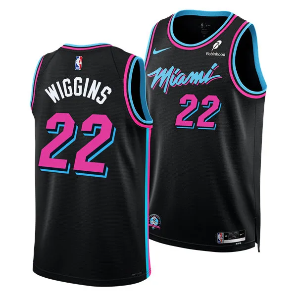 Mens Miami Heat #22 Andrew Wiggins Black 2025-26 City Edition Swingman Jersey