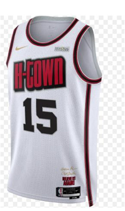 Mens Houston Rockets #15 Reed Sheppard 2024-25 White City Edition Jersey