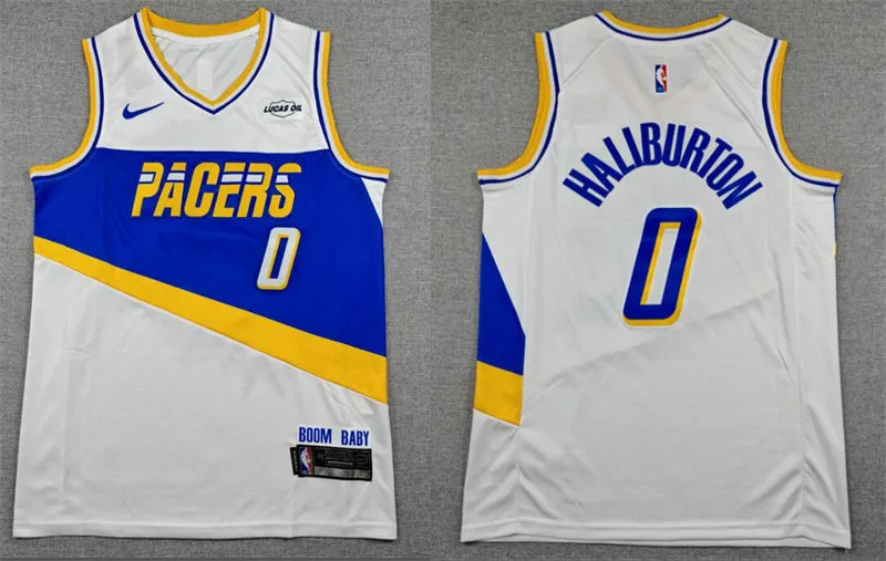 Mens Indiana Pacers #0 Tyrese Haliburton 2025-26 White City Edition Swingman Jersey